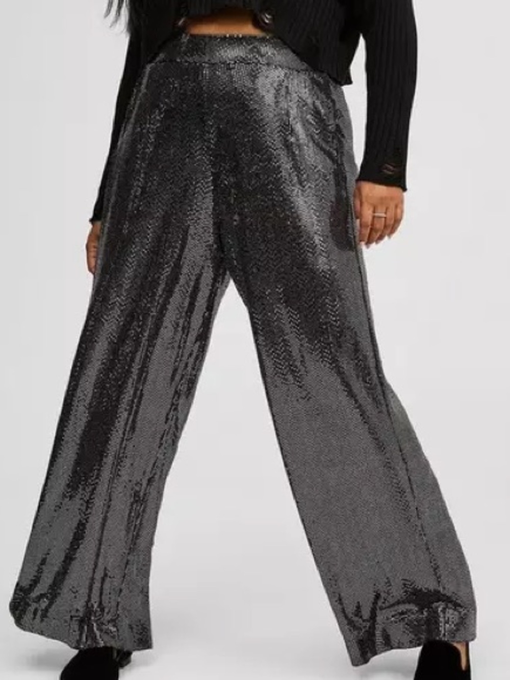 Torrid sequin wide leg festival concert high rise black pants size 2R 2x NWT